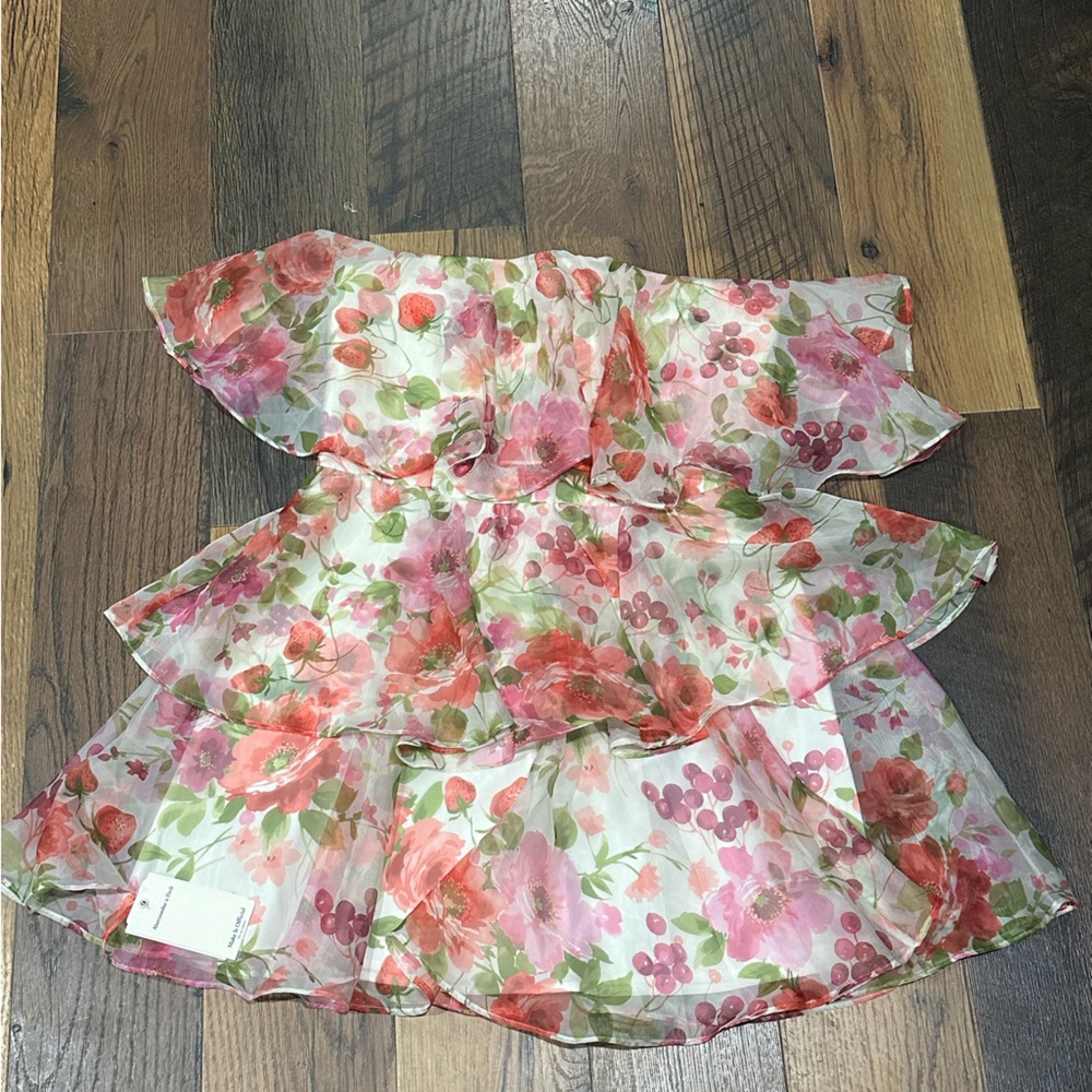 Abercrombie Organza Tiered Strapless Mini Dress